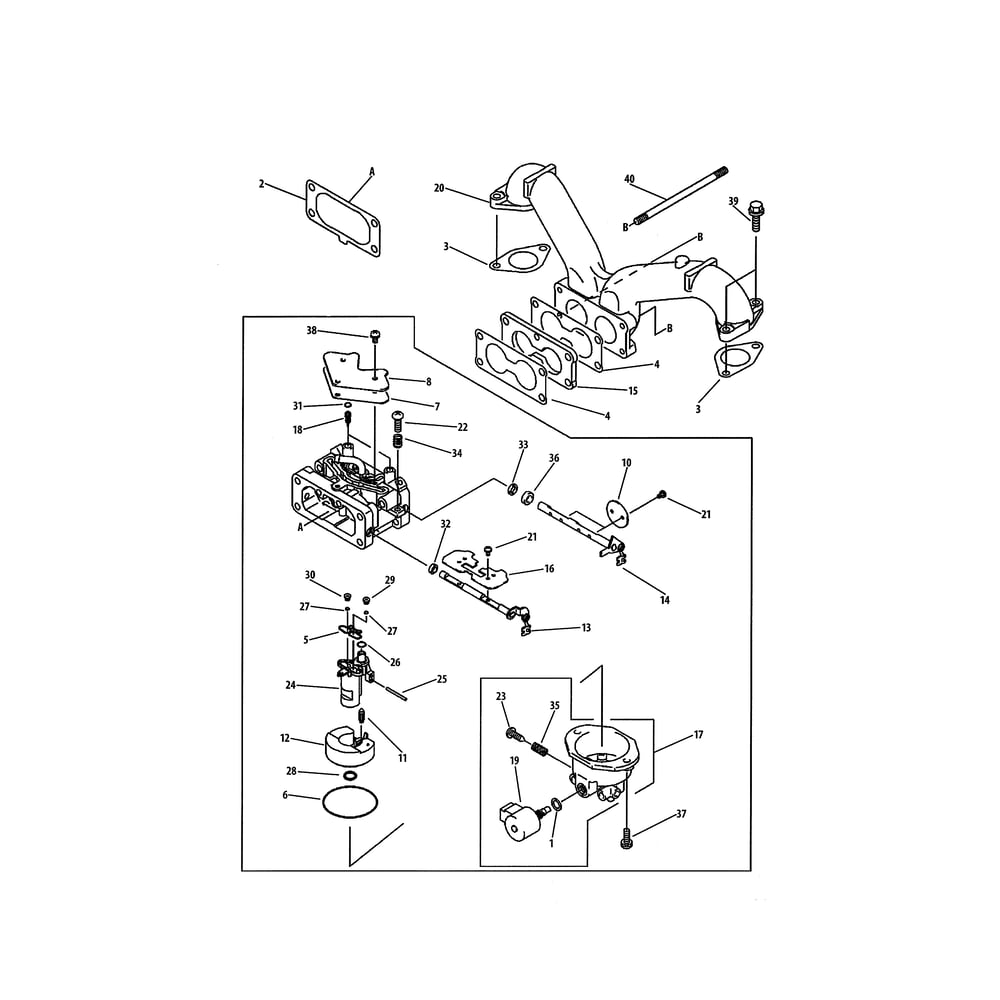 Carburetor Diagram and Parts List for 893999  Cub Cadet Lawn Tractor